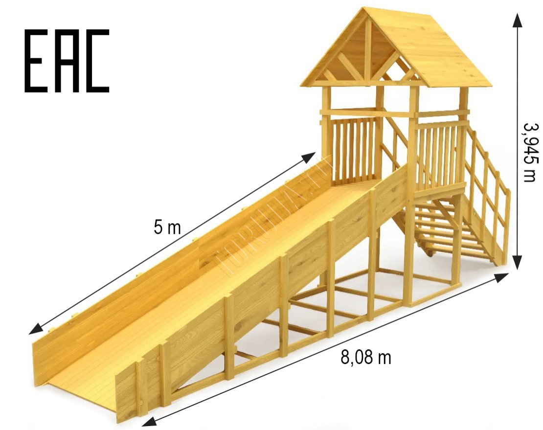 Зимняя деревянная горка TORUDA Север wood-5/1 (скат 5 м)